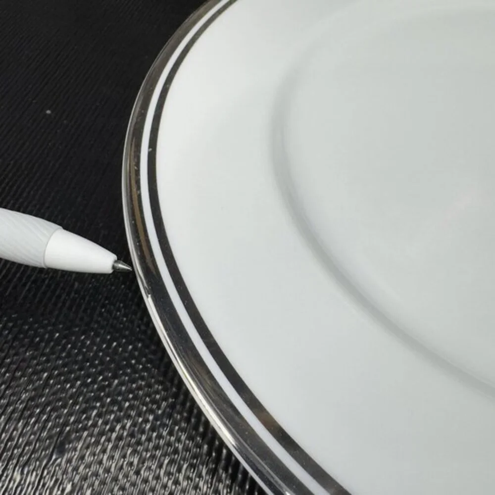 2005‎ Royal Doulton Pure Platinum Double Silver Band Plate Dish 10.5inch Set 3